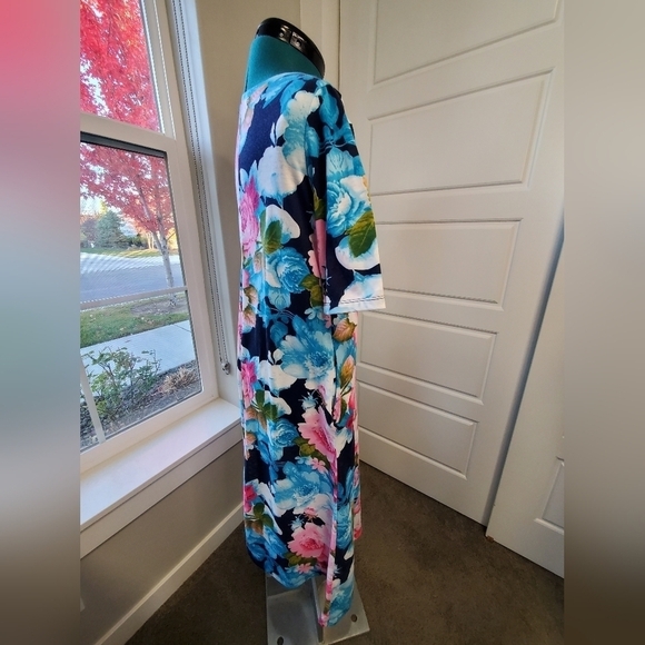 SWEET SALT MODEST CLOTHING SHORT SLEEVE BLUEVPINK FLORAL MIDI DRESS WOMEN SMALL - Picture 7 of 13